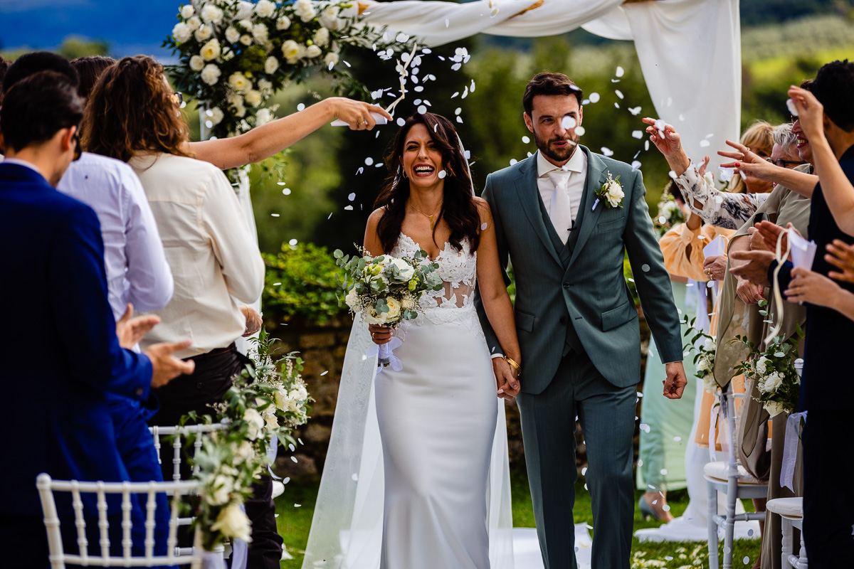 Wedding ceremony exit in Italy