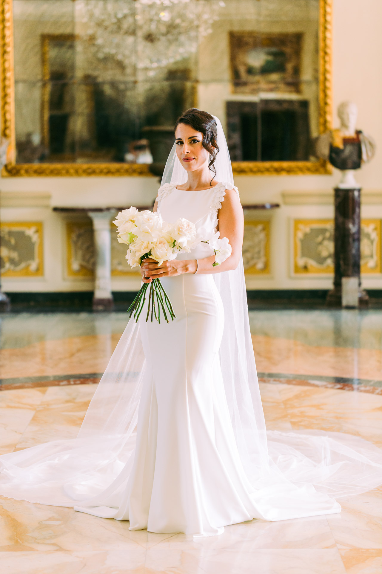 Sara in her wedding dress before the ceremony.